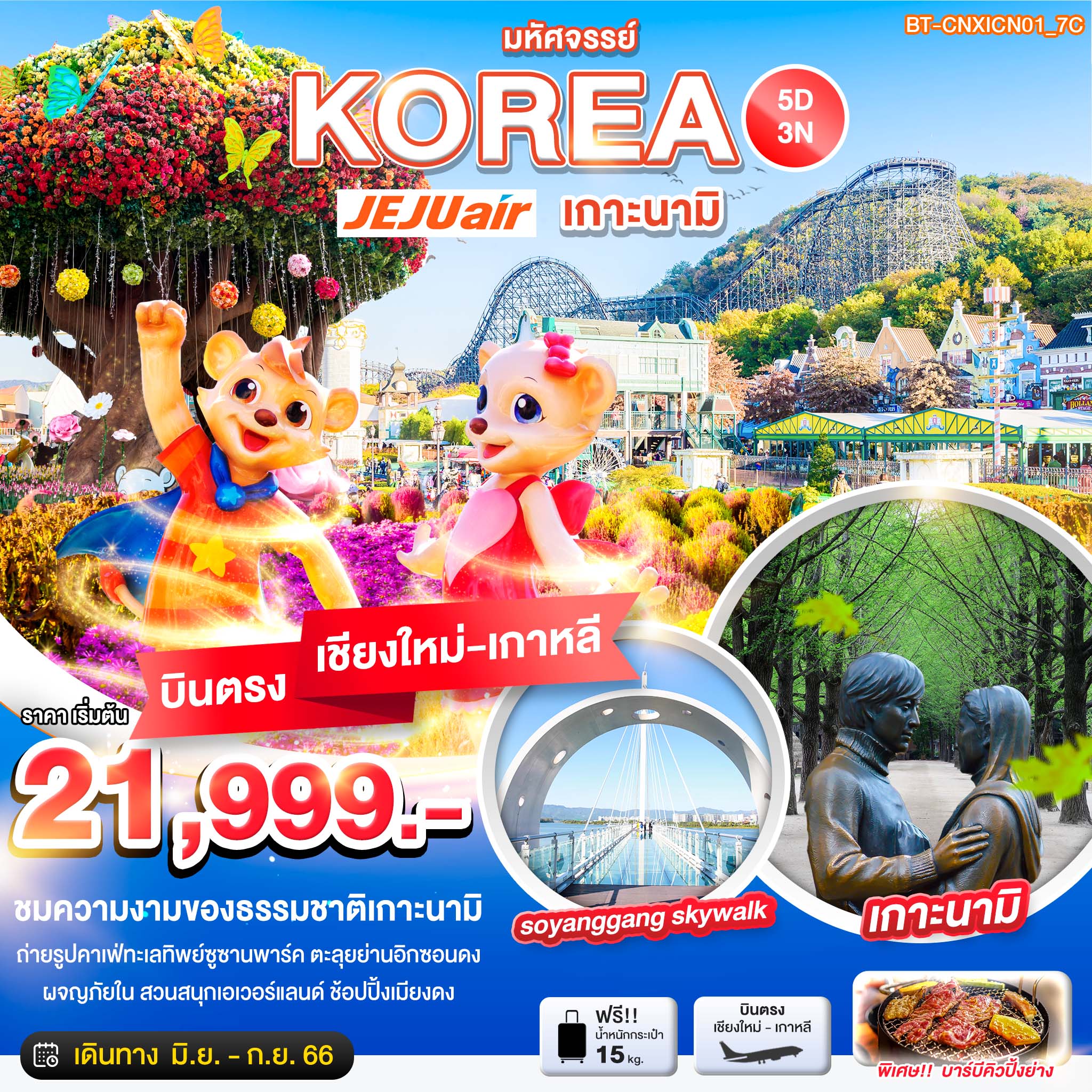 มหัศจรรย์...เกาหลี เกาะนามิ สวนสนุกเอเวอร์แลนด์ (บินตรงเชียงใหม่-อินชอน)